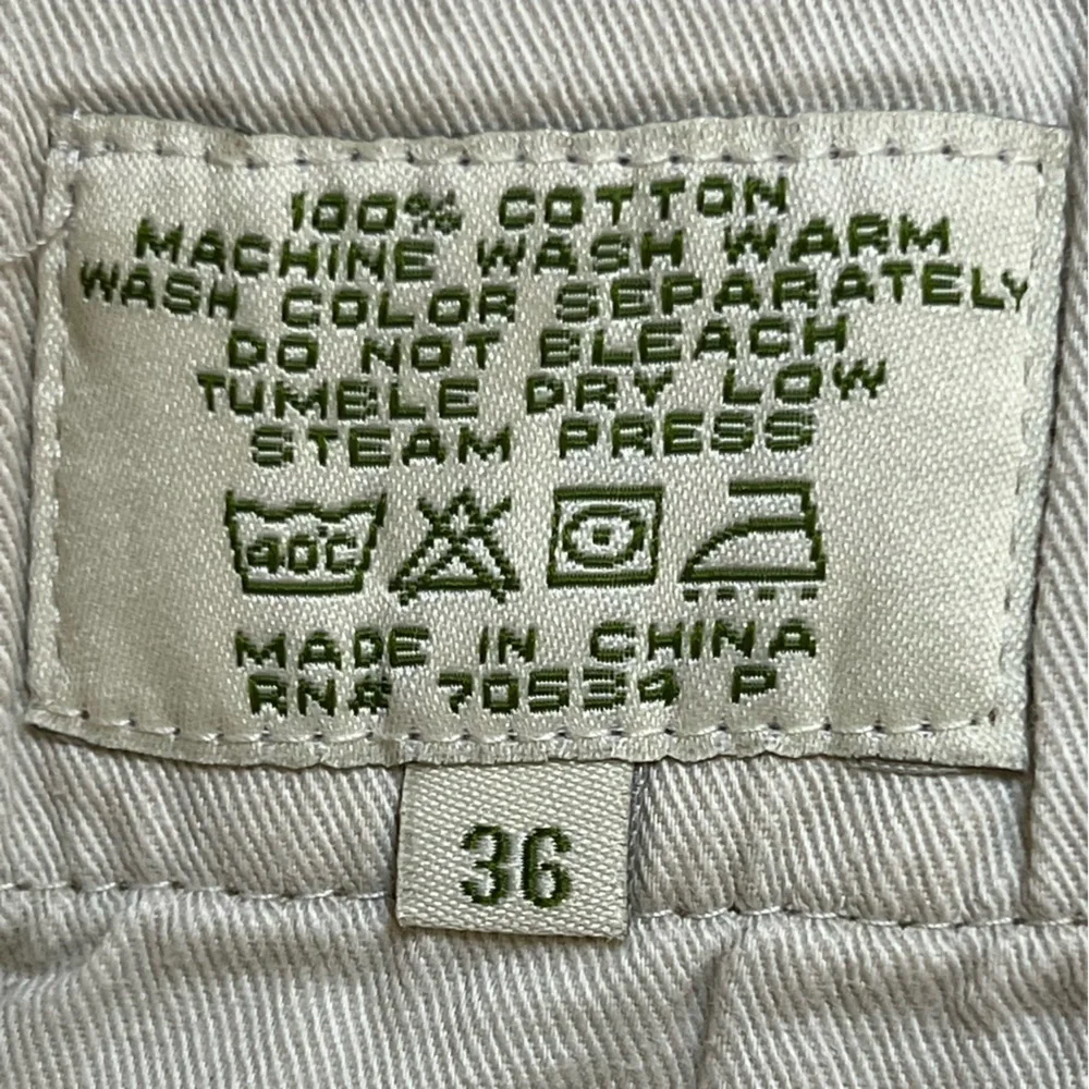 Orvis Men’s Heavyweight Cotton Textured Rugged Tan Pants With Leather Trim W36 …